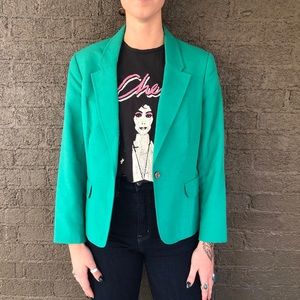 Vintage Green Linen Blazer